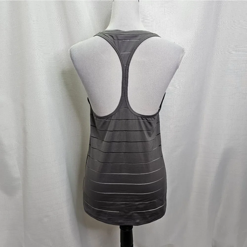 Athleta Gray Stripe Mesh High Neck Chi Racerback Tank Size Small